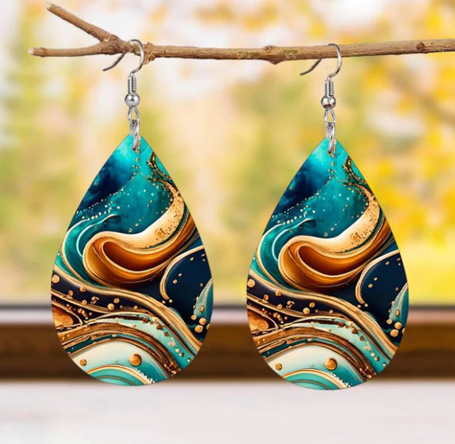 Creative Popular Colorful Natural Pattern Drop-shaped Earrings