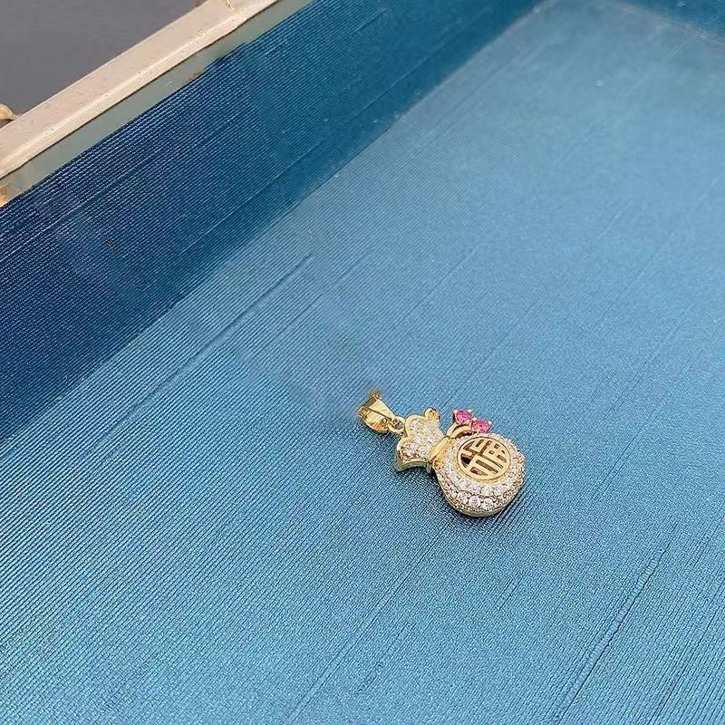 Wind Fu Character Chinese Pouch Necklace Female Personality Fashion Minority Design Purse Clavicle Chain Jewelry