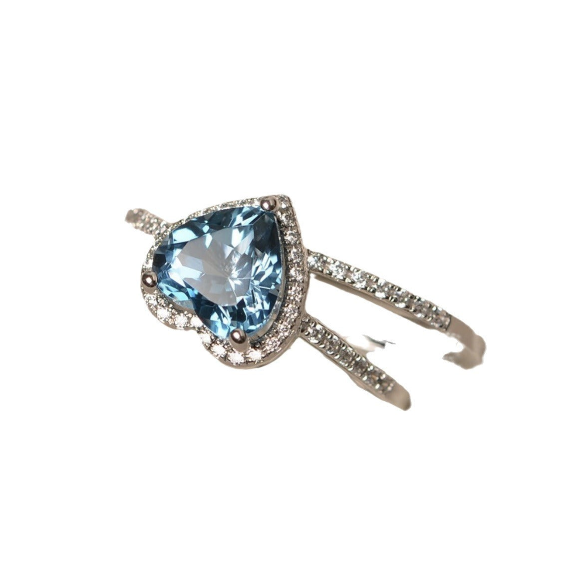 Blue Heart Zircon Ring Fashion Women Ornament