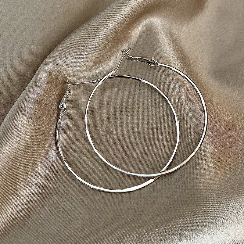 Silver Needle Retro Geometric Metal Earrings Female Niche Temperament