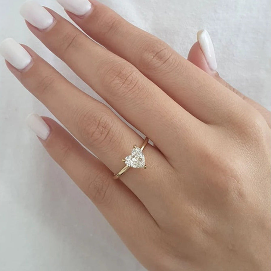 Women's Fashion Wedding Simple Love Heart-shaped Ring