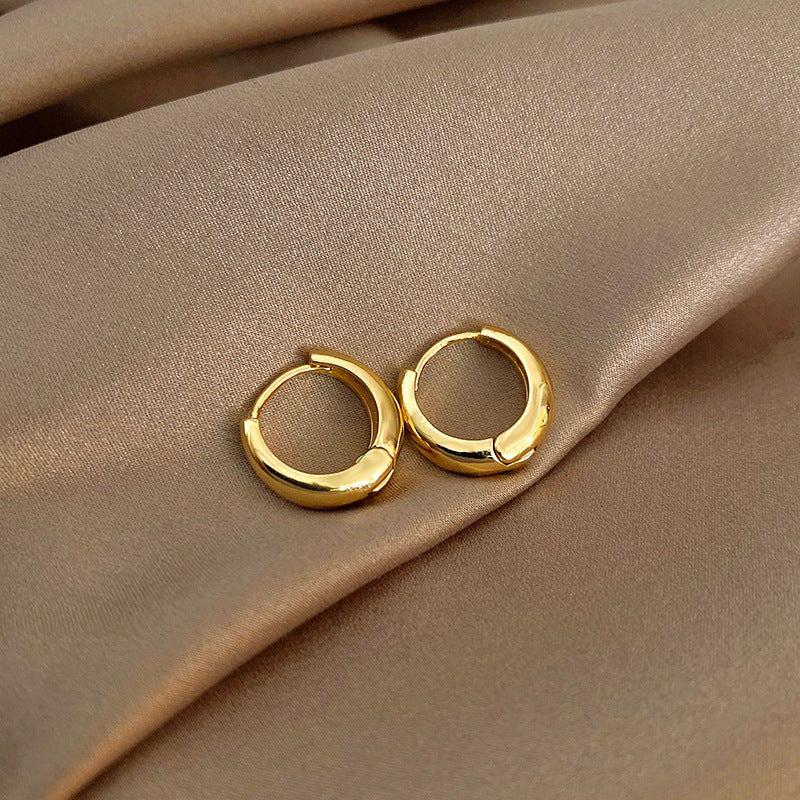 Silver Needle Retro Geometric Metal Earrings Female Niche Temperament