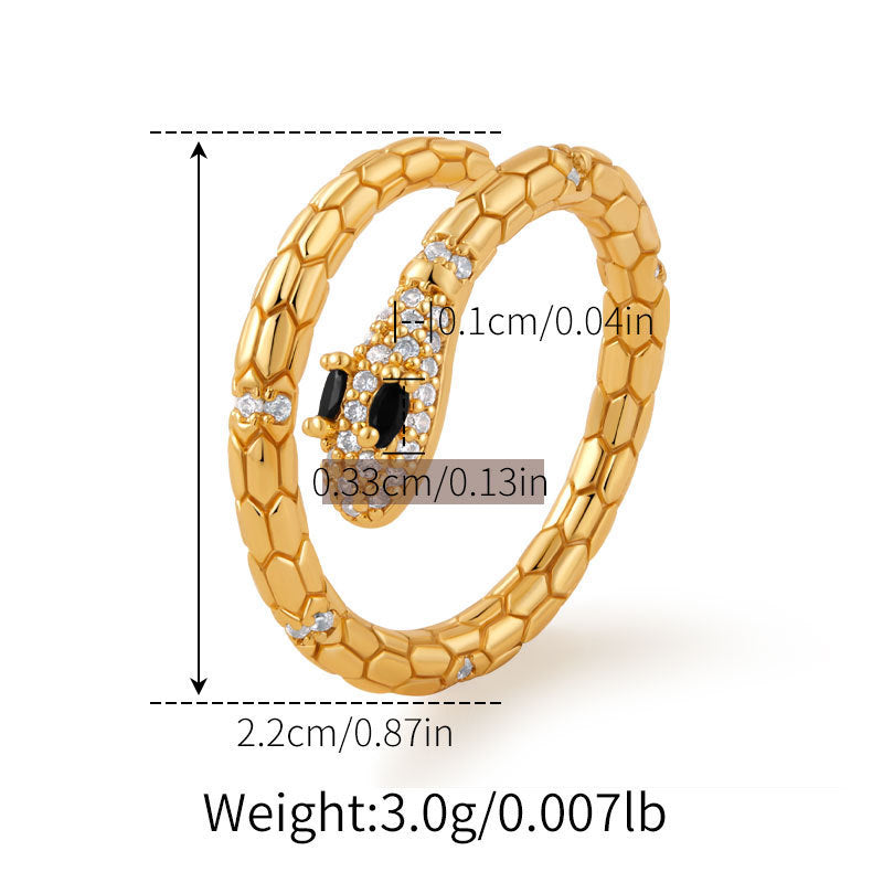Snake-shaped Index Finger Ring Copper Plating 18K Real Gold Color Retention