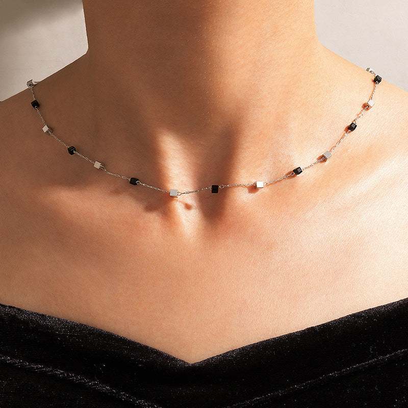 New Simple Three-dimensional Square Necklace Bracelet For Women
