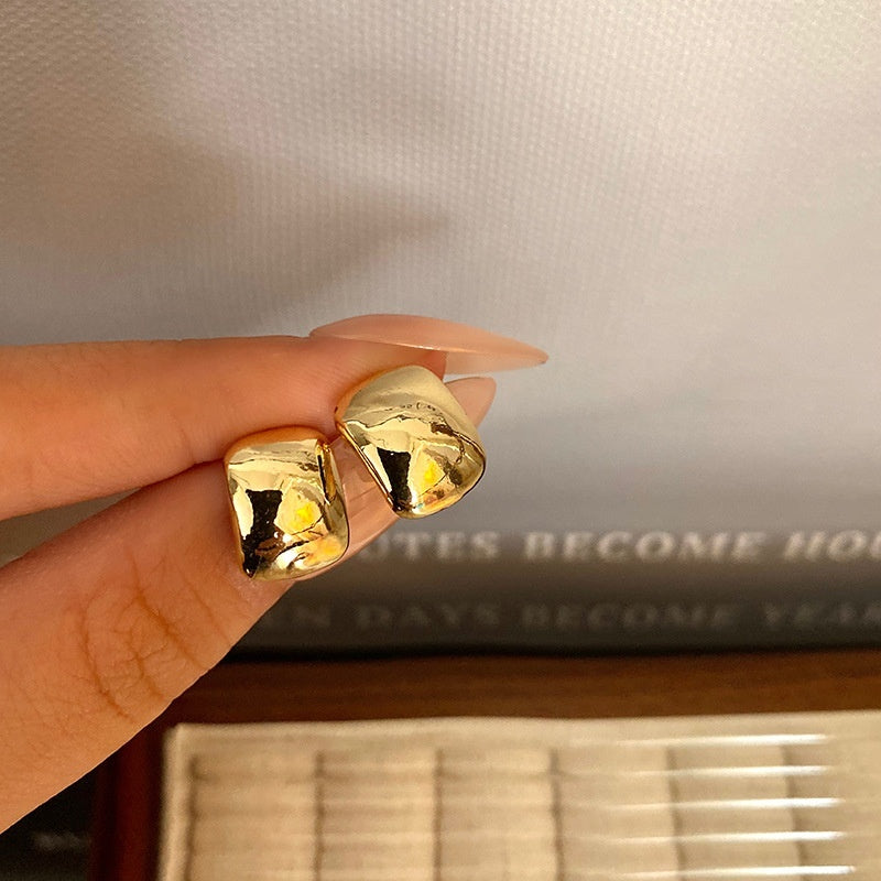 Silver Needle Retro Geometric Metal Earrings Female Niche Temperament