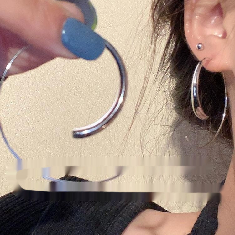 Silver Needle Retro Geometric Metal Earrings Female Niche Temperament