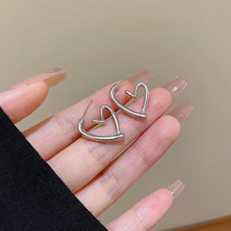 Silver Needle Retro Geometric Metal Earrings Female Niche Temperament