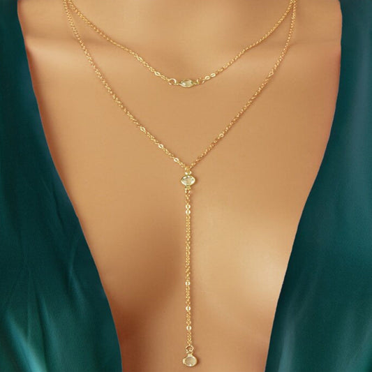Female Versatile Metal Chain Long Holiday Necklace