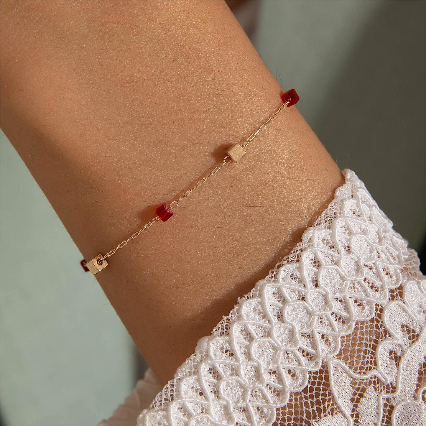 New Simple Three-dimensional Square Necklace Bracelet For Women