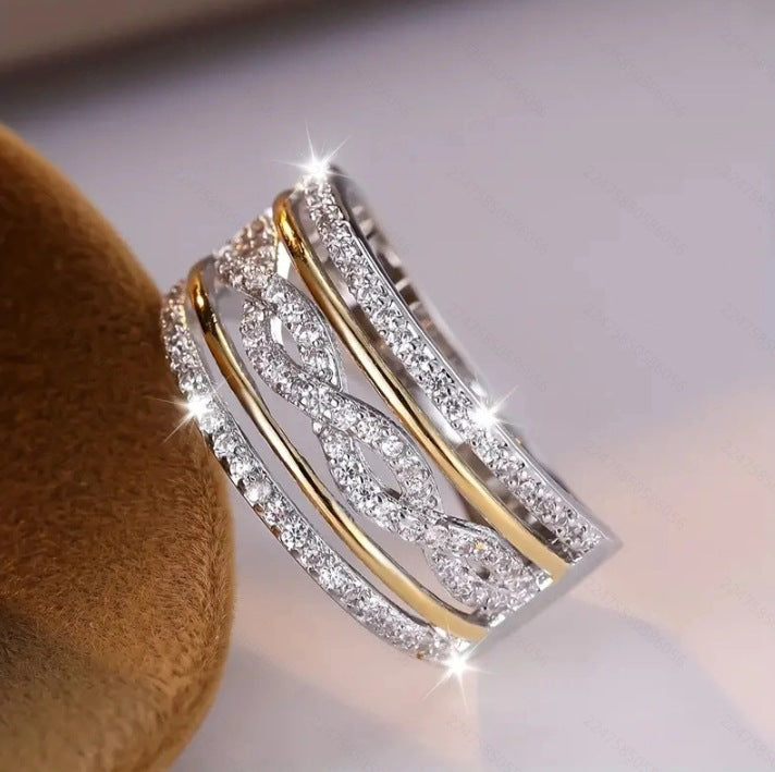 Fashion Popular Hollow Jeweled Fashion All-match Wide Face Ring