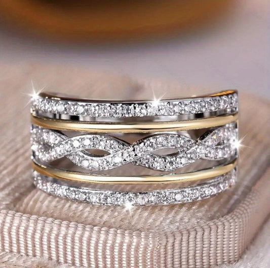 Fashion Popular Hollow Jeweled Fashion All-match Wide Face Ring