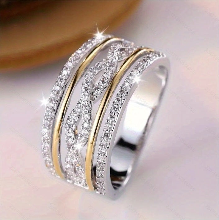 Fashion Popular Hollow Jeweled Fashion All-match Wide Face Ring