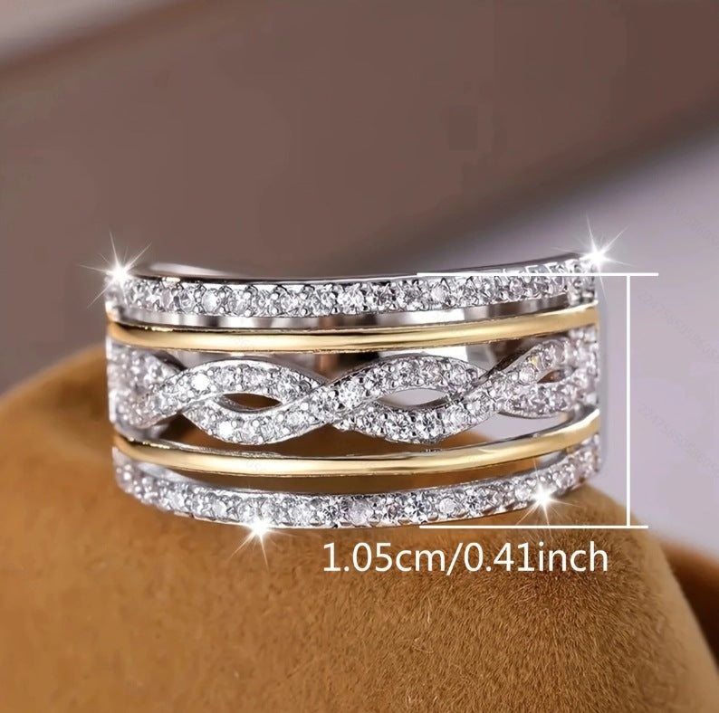 Fashion Popular Hollow Jeweled Fashion All-match Wide Face Ring