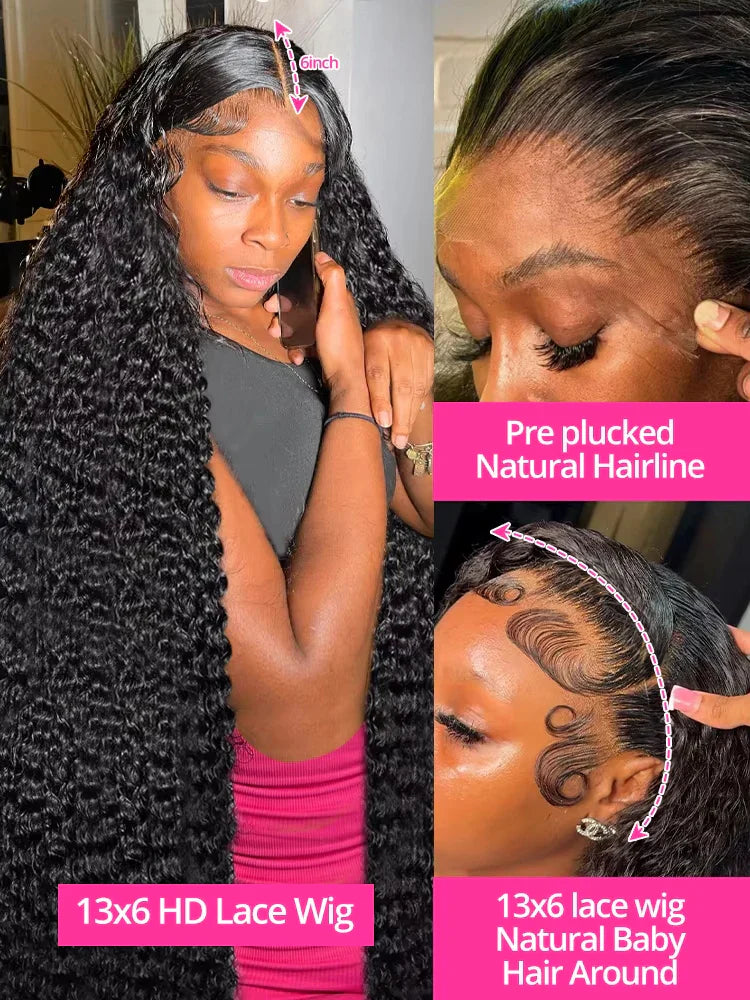 CEXXY 250% High Density Loose Deep Wave 30 40 46Inch 13x6 13x4 HD Lace Frontal Human Hair Wig Brazilian Raw Curly Wigs For Women