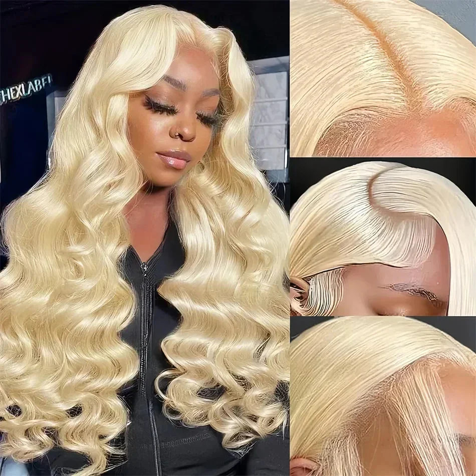 613 Hd Lace Frontal Wig 13x6 Body Wave Human Hair Wigs Brazilian 220 Density Pre Plucked Blonde transparent Lace Front Wig 30 In