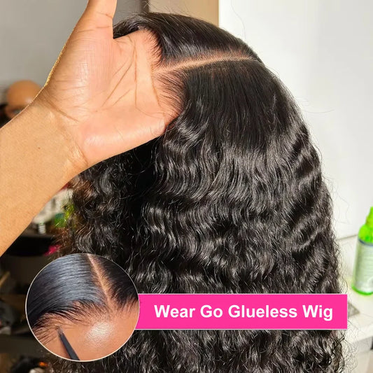Cexxy Glueless Wig Human Hair Ready To Wear Curly 7x5 Lace Closure Deep Wave Frontal Wig 13x4 Hd Lace Bleached Knots For Women