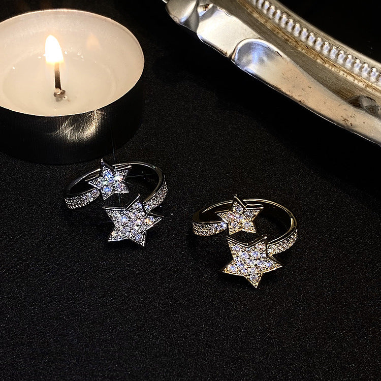 Cold Style Zircon Star Open-end Ring Fashion All-match Bracelet For Women