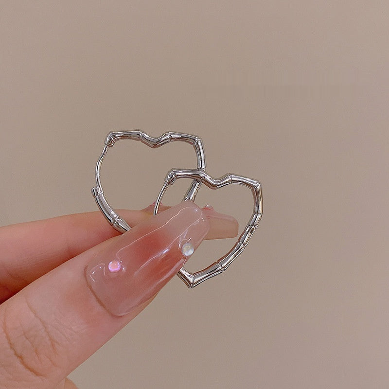 Silver Needle Retro Geometric Metal Earrings Female Niche Temperament