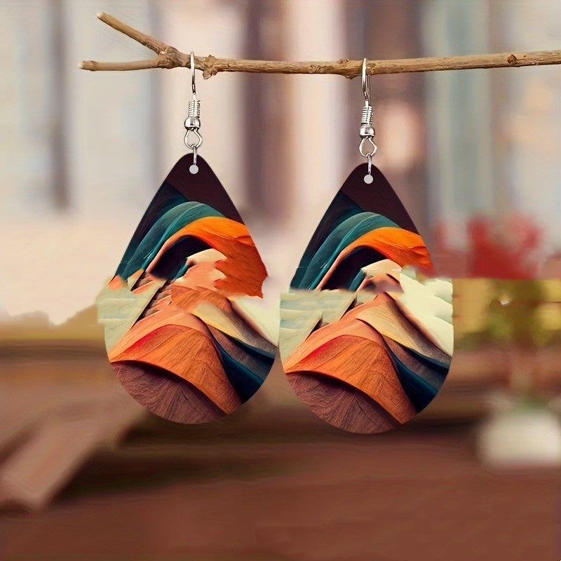 Creative Popular Colorful Natural Pattern Drop-shaped Earrings