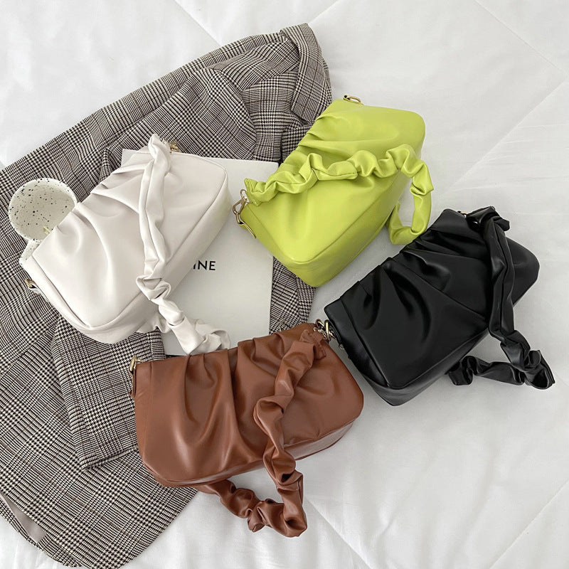 Fashionable Pleated Cloud Casual Fashionable Simple Texture Underarm Shoulder Bag
