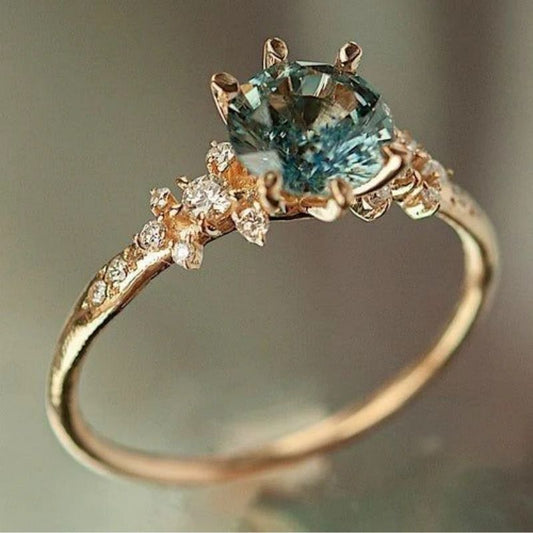 Creative Design Gold Plated Claw Inlaid Zircon Ring