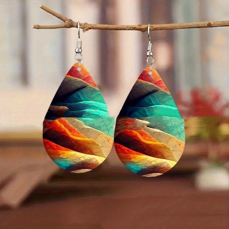 Creative Popular Colorful Natural Pattern Drop-shaped Earrings