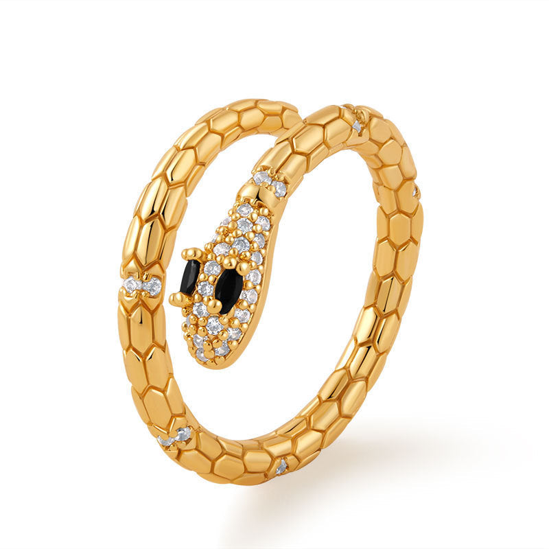 Snake-shaped Index Finger Ring Copper Plating 18K Real Gold Color Retention