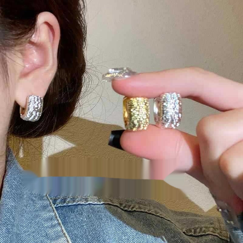 Silver Needle Retro Geometric Metal Earrings Female Niche Temperament